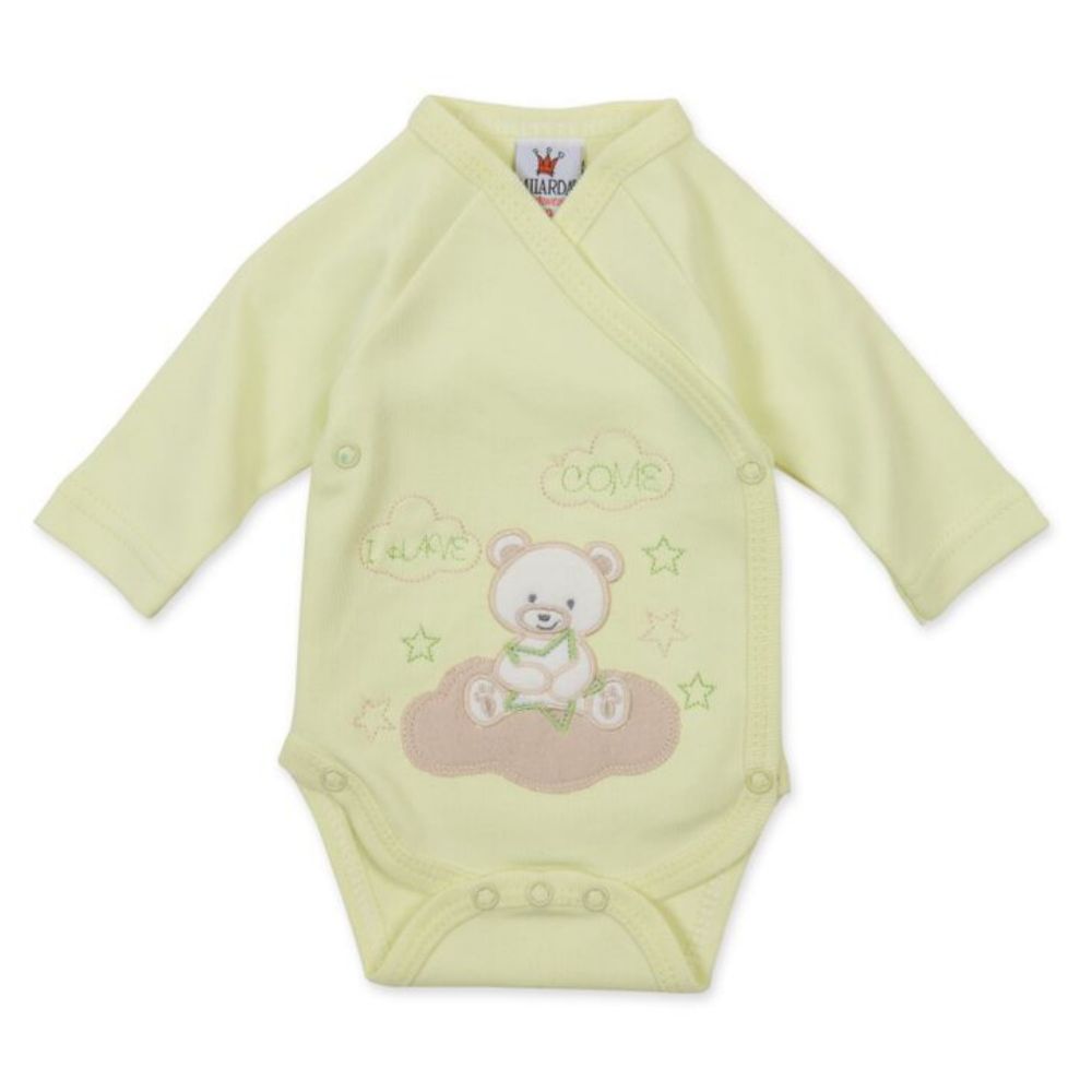 Milarda Baby Body Wickelbody Bär, grüngelb, Gr. 50-62